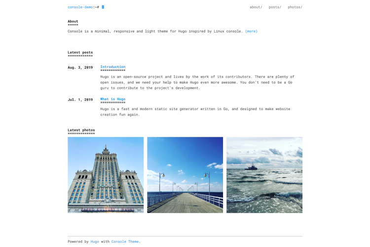 hugo-theme-console